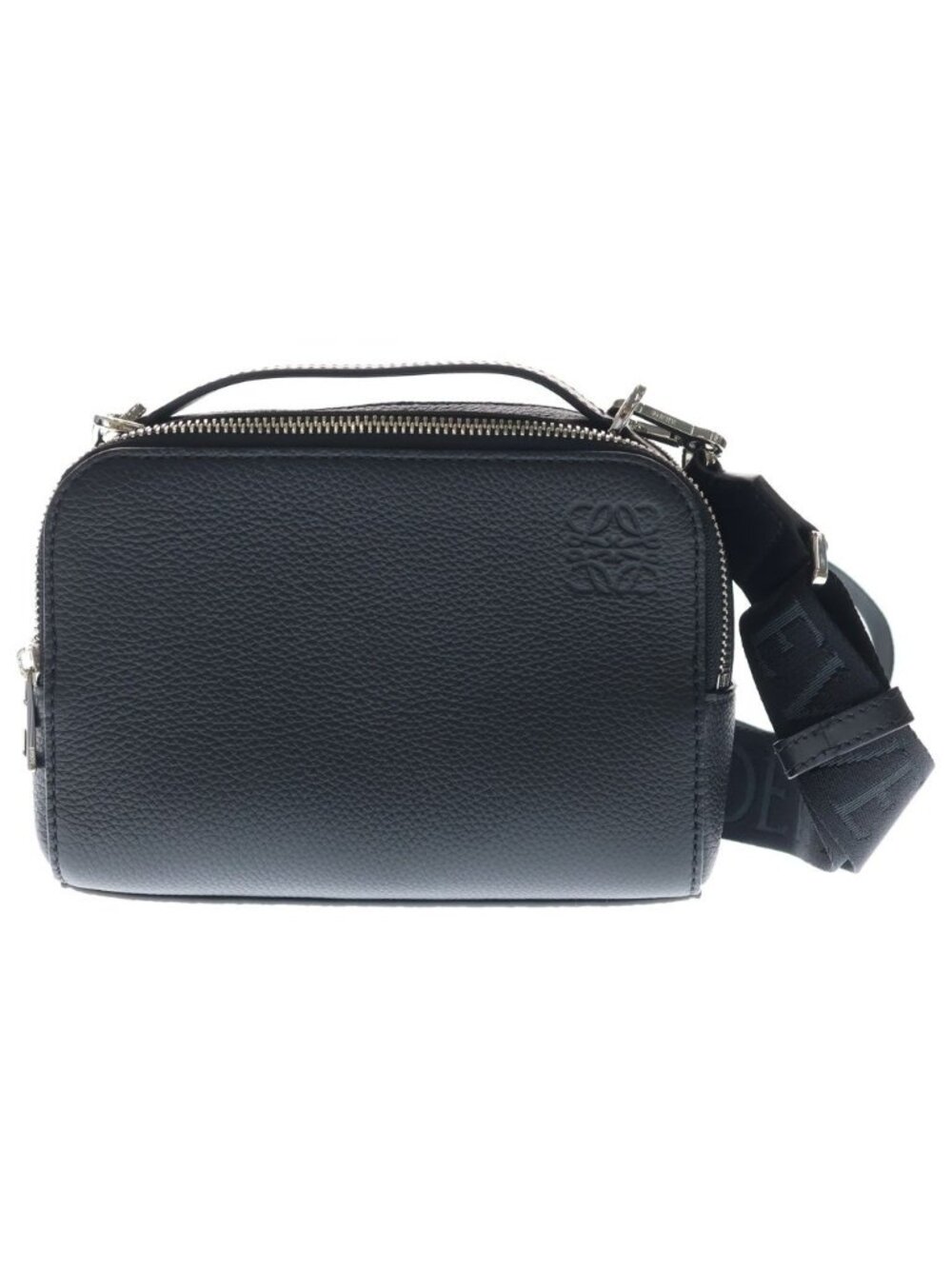 Loewe Anagram Camera Bag Black Leather Silver